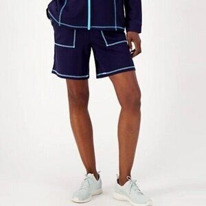 Isaac Mizrahi Live! Tall Soho French Terry Shorts Dark Navy, TALL 2X